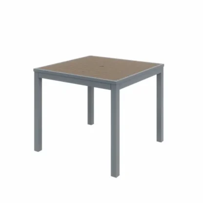 KFI Studios Ivy Square Outdoor Table, Silver Frame, Mocha Top