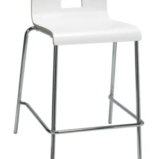 KFI Studios Jive Counter Height Stool, White Plywood Shell, Low Back