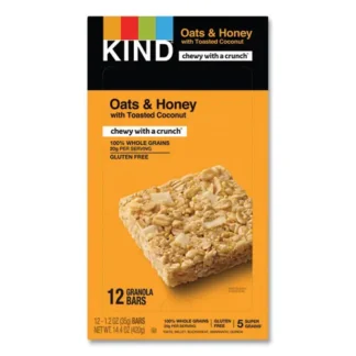KIND Healthy Grains Bar, Oats and Honey with Toasted Coconut, 1.2 oz, 12/Box