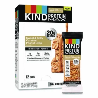 KIND Protein MAX Bar, Sweet and Salty Caramel Peanut Crisp, 2.2 oz, 12/Box