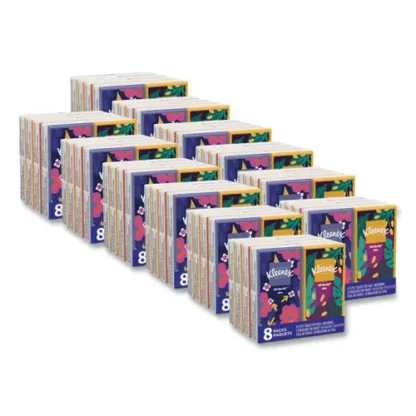 Kleenex® On The Go Packs Facial Tissues, 3-Ply, White, 10 Sheets/Pouch, 8 Pouches/Pack, 12 Packs/Carton
