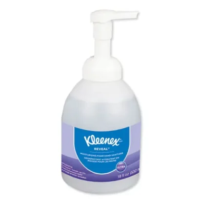 Kleenex® Reveal Ultra Moisturizing Foam Hand Sanitizer, Fragrance-Free, 18 oz Bottle, 4/Carton