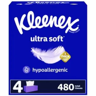 Kleenex® Ultra Soft Facial Tissue, 3-Ply, White, 120 Sheets/Box