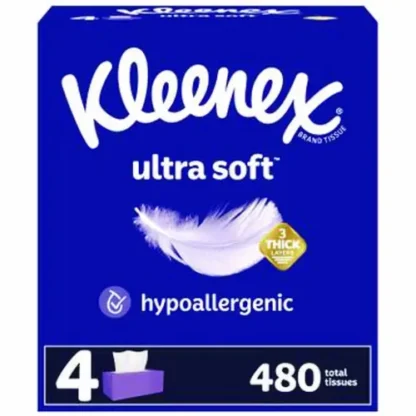 Kleenex® Ultra Soft Facial Tissue, 3-Ply, White, 120 Sheets/Box
