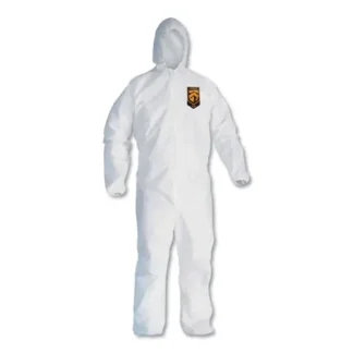KleenGuard™ A30 Elastic Back and Cuff Hooded Coveralls, Medium, White, 25/Carton