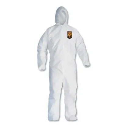 KleenGuard™ A30 Elastic Back and Cuff Hooded Coveralls, Medium, White, 25/Carton