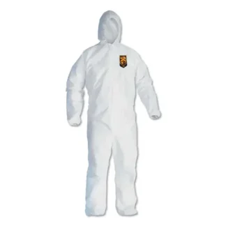 KleenGuard™ A40 Elastic-Cuff and Ankle Hooded Coveralls, Large, White, 25/Carton
