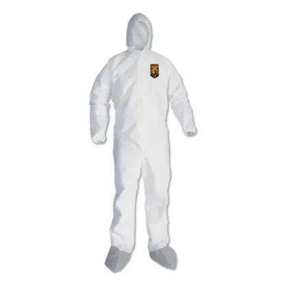 KleenGuard™ A45 Liquid/Particle Protection Coveralls with Hood, Elastic Wrists/Ankles, Boots, 4XL, White, 25/Carton
