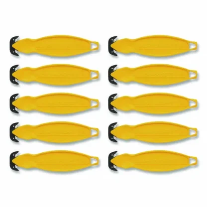 Klever Koncept™ Safety Cutter, Yellow Plastic Handle, 5.75", 10/Pack
