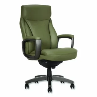 La-Z-Boy® Arcadian Bonded Leather Executive Chair, Olive, Gray/Black Base, Supports Up to 275 lb