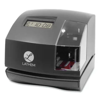 Lathem® Time 1600E Tru-Align Time Clock and Stamp, Digital Display, Dark Gray