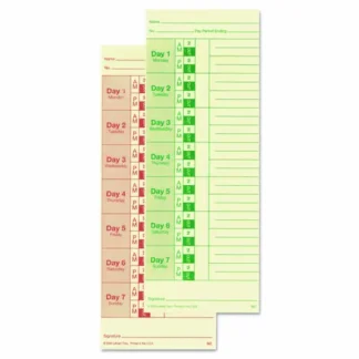 Lathem® Time Time Clock Cards for All Standard Side-Print Time Clocks, Two Sides, 3.5 x 9, 100/Pack