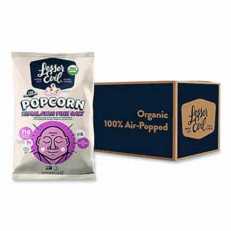 LesserEvil® Snack Organic Himalayan Pink Salt Popcorn, 0.88 oz Bag, 18/Carton