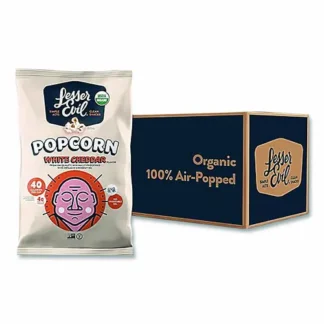 LesserEvil® Snack Organic No Cheese Cheesiness Popcorn, Cheese Flavor, 0.88 oz Bag, 18/Carton