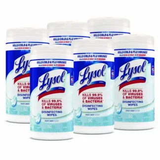 LYSOL® Brand Disinfecting Wipes, Crisp Linen, White, 80 Wipes/Canister, 6 Canisters/Carton