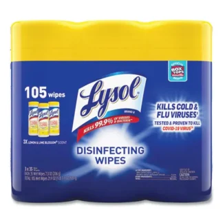 LYSOL® Brand Disinfecting Wipes, Lemon and Lime Blossom, White, 35 Wipes per Canister, 3-Pack