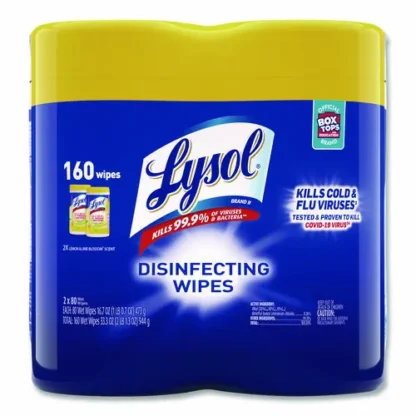 LYSOL® Brand Disinfecting Wipes, Lemon and Lime Blossom Scent, 80 Wipes per Canister, 2-Pack