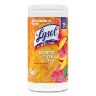 LYSOL® Brand Disinfecting Wipes, Mango and Hibiscus, White, 80 Wipes/Canister