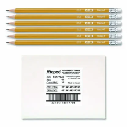 Maped Helix Essentials Triangular Pre-Sharpened Pencils, HB (#2), Black Lead, Yellow Barrel, 144/Box