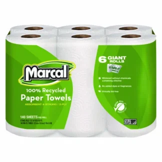 Marcal® 100% Premium Recycled Kitchen Roll Towels, 2-Ply, 11 x 5.5, White, 140/Roll, 6 Rolls/Pack