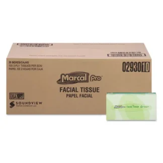 Marcal PRO™ 100% Recycled Convenience Pack Facial Tissue, Septic Safe, 2-Ply, White, 100 Sheets/Box