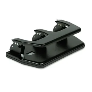 Master® 20-Sheet Heavy-Duty Three-Hole Punch, Oversized Handle, 9/32" Holes, Steel, Black