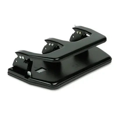 Master® 20-Sheet Heavy-Duty Three-Hole Punch, Oversized Handle, 9/32" Holes, Steel, Black