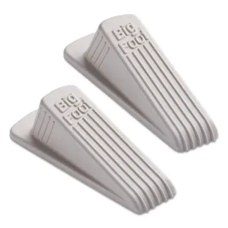Master Caster® Big Foot Doorstop, No Slip Rubber Wedge, Beige, 2/Pack