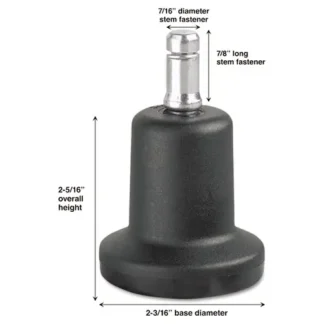 Master Caster® High Profile Bell Glides, Grip Ring Type B Stem, Matte Black, 5/Set