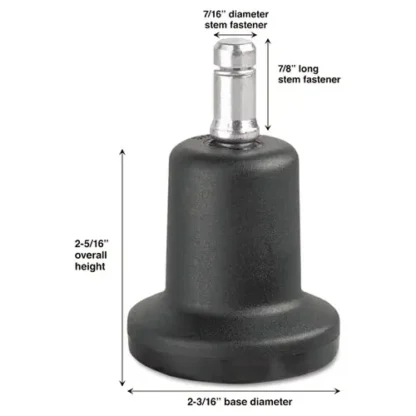 Master Caster® High Profile Bell Glides, Grip Ring Type B Stem, Matte Black, 5/Set