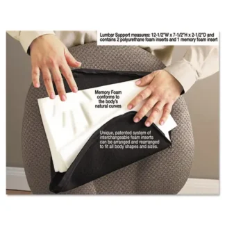 Master Caster® The ComfortMakers Deluxe Lumbar Support Cushion, Memory Foam, Black