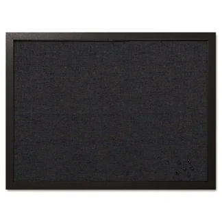 MasterVision® Designer Fabric Bulletin Board, Black Surface with Black MDF Frame, 24" x 18"