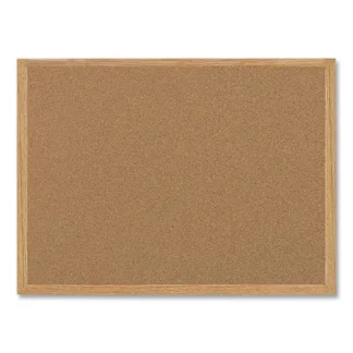 MasterVision® Earth Cork Board, 36" x 24", Tan Surface, Oak Finished Wood Frame