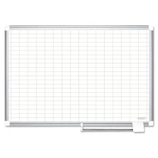 MasterVision® Gridded Magnetic Porcelain Dry Erase Project Planning Board