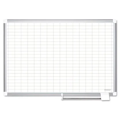 MasterVision® Gridded Magnetic Steel Dry Erase Project Planning Board, 48" x 36", Satin Aluminum Frame