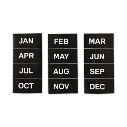 MasterVision® Heavy-Duty Board Magnet Labels, Months of the Year, 1" Tall, White on Black, 12/Pack