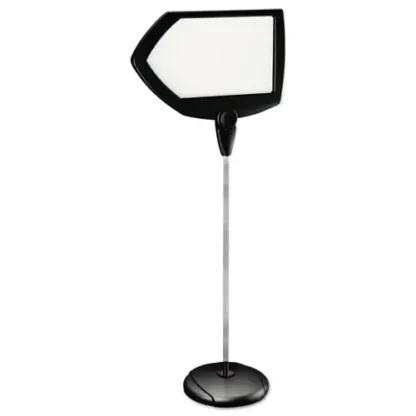 MasterVision® Magnetic Dry Erase Floor Stand Signs, White Arrow Surface, Black/Silver Frame, Adjustable Height