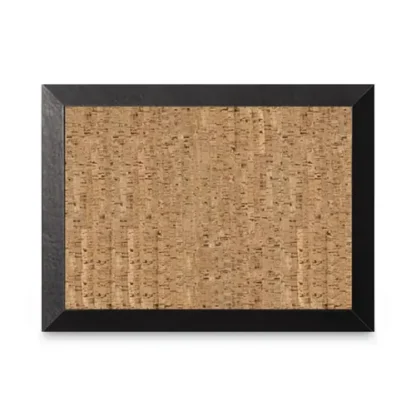 MasterVision® Natural Cork Bulletin Board, 36" x 24", Tan Surface, Black Wood Frame