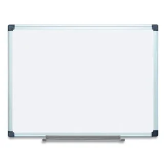 MasterVision® Porcelain Value Dry Erase Board, White Surface, Satin Aluminum Frame, 36" x 48"