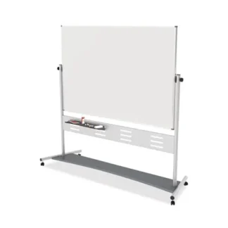 MasterVision® Revolver Easel, Horizontal Orientation, 70.8" x 47.2", White Surface, Satin Aluminum Frame