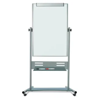 MasterVision® Revolver Easel, Vertical Orientation, 35.4" x 47.2", White Surface, Satin Aluminum Frame