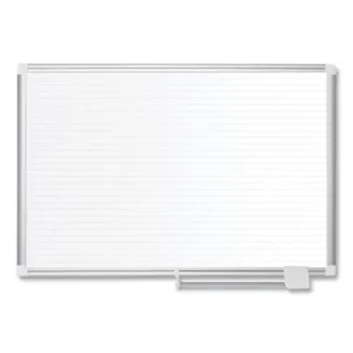 MasterVision® Ruled Magnetic Steel Dry Erase Planning Board, 48" x 36", White Surface, Satin Aluminum Frame
