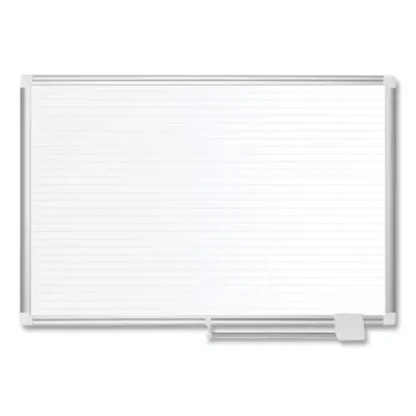 MasterVision® Ruled Magnetic Steel Dry Erase Planning Board, 48" x 36", White Surface, Satin Aluminum Frame