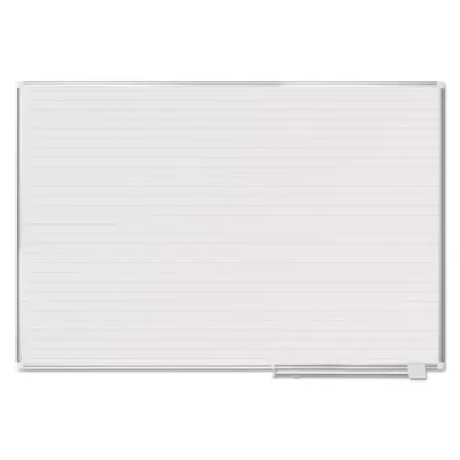 MasterVision® Ruled Magnetic Steel Dry Erase Planning Board, 72" x 48", White Surface, Satin Aluminum Frame