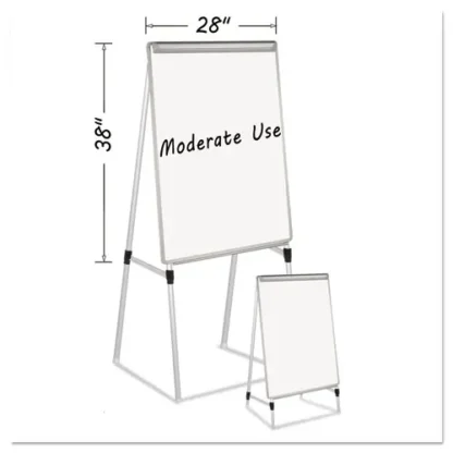 MasterVision® Silver Easy Clean Dry Erase Quad-Pod Presentation Easel, 28" x 39.5", White Surface, Black/Satin Aluminum Frame