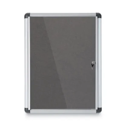 MasterVision® Slim-Line Enclosed Fabric Bulletin Board with One Door, Satin Aluminum Frame