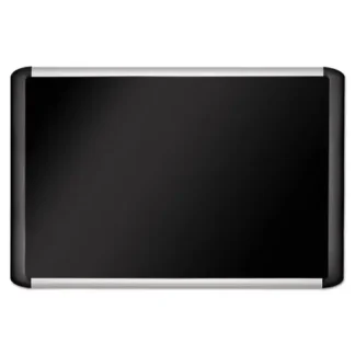 MasterVision® Soft-touch Bulletin Board, Black Surface with Black/Satin Aluminum Frame, 36" x 24"
