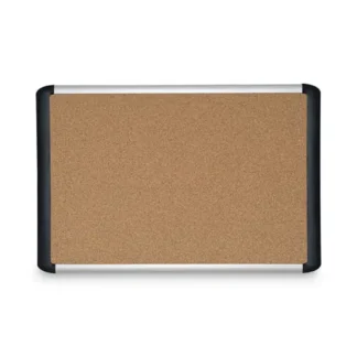 MasterVision® Tech Cork Board, 48" x 36", Tan Surface, Silver/Black Aluminum Frame