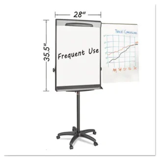 MasterVision® Tripod Extension Bar Magnetic Gold Ultra Dry Erase Easel, 30" x 36", White Surface, Black/Satin Aluminum Frame
