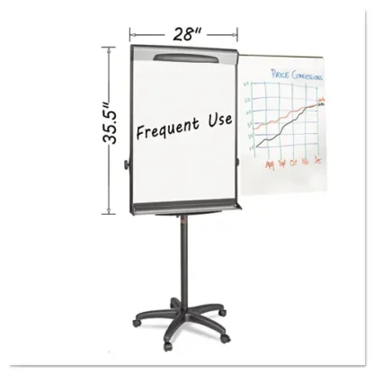 MasterVision® Tripod Extension Bar Magnetic Gold Ultra Dry Erase Easel, 30" x 36", White Surface, Black/Satin Aluminum Frame